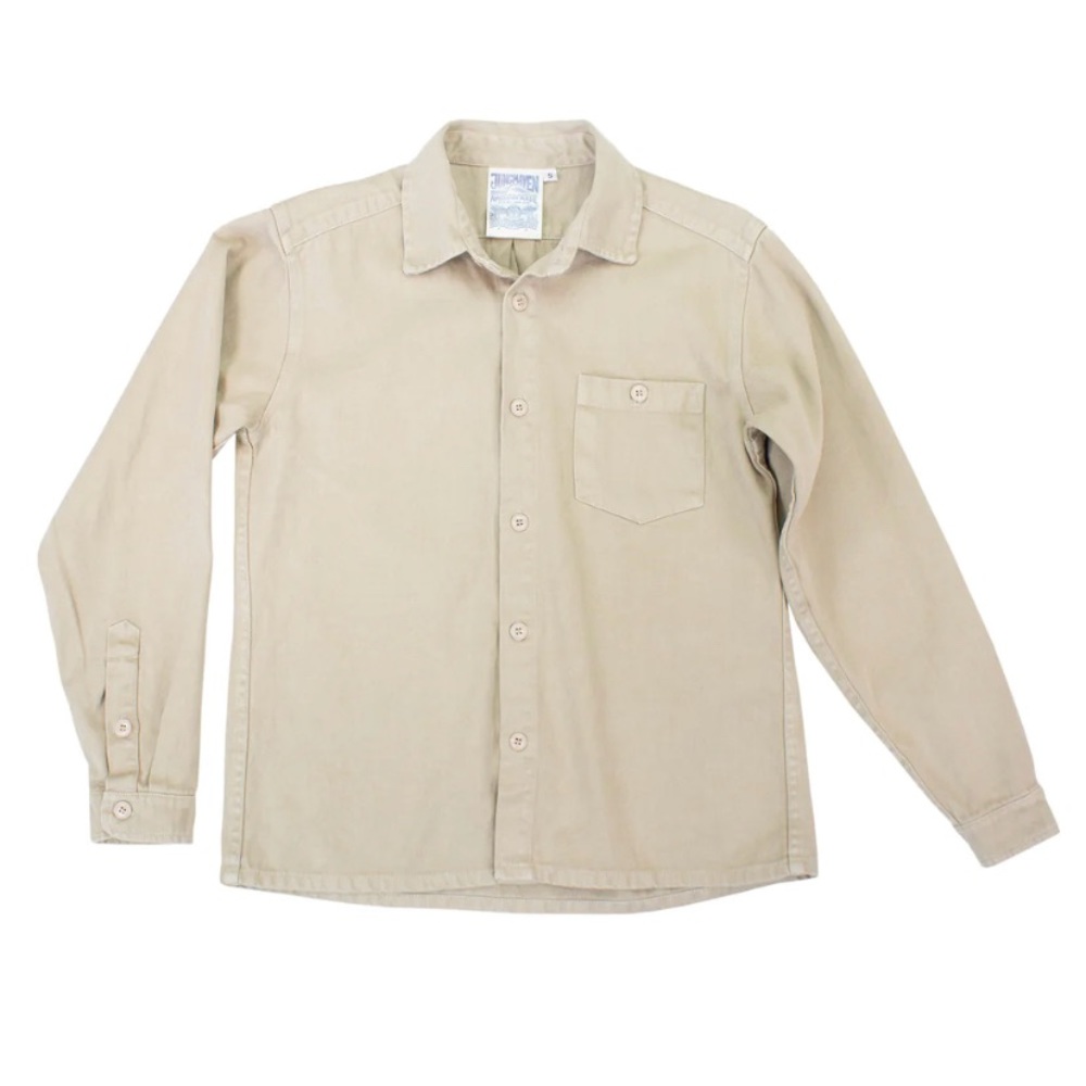 Jungmaven Olympic Hemp Organic Cotton Shirt Jacket Beige French Work Coat Large